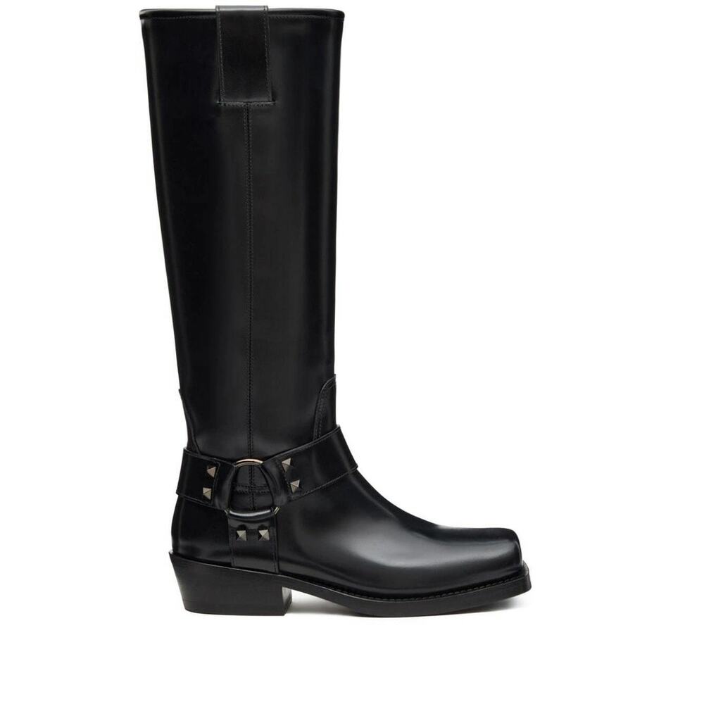 Valentino Rockstud Iconic black leather moto boot — a stunning luxury statement! - Picture 4 of 12